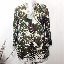 NWT Women’s Charter Club Tropical Print Top Blouse Size 10