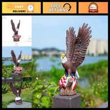 Majestic 15.35in Lifelike Bald Eagle Statue - Durable Resin Garden Sculpture for