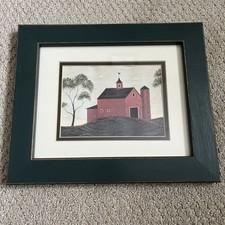 Vintage Warren Kimble Framed Print Red Barn Primitive Country Farmhouse