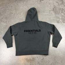 Easentials Fear Of God Hoodie Womens Small Black Faded Flaws Pockets Preowned