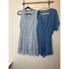 NWT Cupshe Beach Tassel Tie Romper  & Ruffled  Tiered Cover up Dress Bundle Sz S