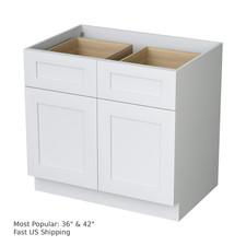 36/42 Amyholm Shaker Kitchen Base Cabinet – White/Gray – RTA – Soft Close 24–33