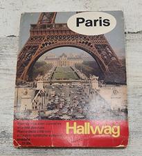 Vintage Paris CIty Map Hallwag Folding Paper Map Preowned, Very Good