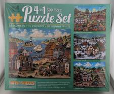 Bits and Pieces 4 In 1 Multi-Pack 500 Piece Jigsaw Puzzles New Sealed Fun Puzzle