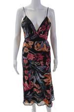 La Maison Talulah Womens Floral V-neck Wildberry Midi Dress Black Combo Size S