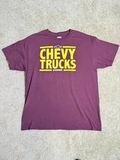 GM Chevy Trucks T Shirt Mens L Maroon Yellow Graphic Logo Licensed Cotton Tee
