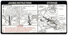 CHEVROLET 1973 (Late) Camaro Car Jack Instructions & Tire Stowage Decal #337458