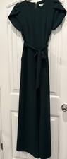 Calvin Klein Womens Belted Short Sleeve Jumpsuit Size 4 Green Classic Pockets