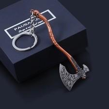 Punk Fashion Jewelry God Of War 4 Kratos Axe Keychains Exquisite Crystal Carved 