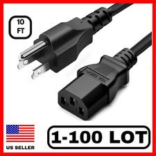 10FT AC Power Cord Cable Universal Replacement For Xbox PSU Monitor PC LOT