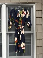 Monteau Los Angeles Floral Faux Wrap Dress Short Sleeve medium New w/ tags
