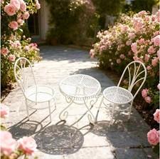 3PC set Dollhouse Miniature 1:12 Metal Table Chairs Garden Outdoor furniture