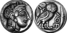 Athena Owl, Goddess of Wisdom, "Mark of Athena" Greek REPLICA REPRODUCTION COIN