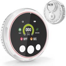 Portable CO Detector with Smoke & Gas Sensors, Plug-in Alarm for Home or Travel