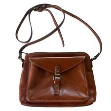 Patricia Nash Avellino Crossbody Smooth Leather Purse Bag Brown Tan MSRP $169