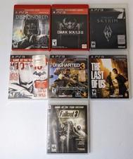 PS3 Game Lot 7 Games Batman Arkham, Dishonored, Fall Out 3 Last Of Us Uncharted3