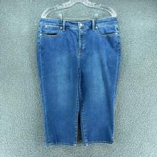 Talbots Pedal Pusher Jeans Womens 12 Capris Blue Stretch Denim Mid Rise Casual