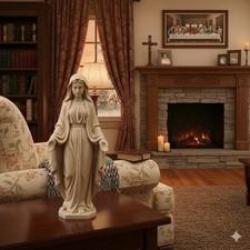 Virgin Mary Statue – 3D Printed Maple Wood Textured Figurine | Catholic
