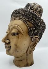 Vintage Thai Buddha Head Statue Resin Carved Style 10” Decorative Bust Sculpture
