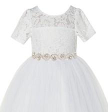 Floral Lace Flower Girl Dress Communion Dress Rhinestone Vintage Lace Dresses
