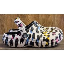 Crocs Classic Lined Clogs Womens Size 8 Leopard Multicolor