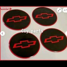 4 x BIG Chevy Emblem Badge RALLY WHEEL CENTER HUB CAPS LOGO STICKERS RED 2 1/2