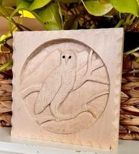 Hand Carved Owl Scene Wood Carving