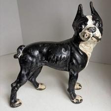 Antique Cast Iron Boston Terrier Dog Doorstop Sculpture Figurine