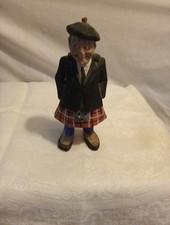 Vintage Hand Carved Wood Scottsman Figurine By Tom Hannah