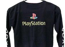 SONY PLAYSTATION RETRO VIDEO CONSOLE LOGO LONG SLEEVE SHIRT ASIAN LETTERS