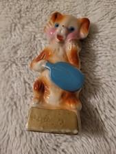 Vtg Anthropomorphic Porcelain Dog W/ Ping Pong Paddle Ball Figurine Japan Kitsch