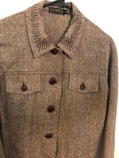 Wool Blend Brown Size 8 VTG 90s Tweed Long Sleeve Jacket Picadilly Fashions