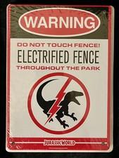 NEW Jurassic World Park Warning Sign Metal 8 X 6" Electrified Fence Loot Crate