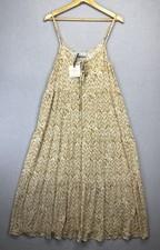 Dress Forum LA S Floral Print Maxi Dress Tiered Yellow Spaghetti Straps Boho NWT