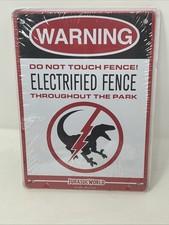 Jurassic World Park Metal Sign Electrified Fence Loot Crate Exclusive - NEW