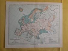 1897 EUROPE ECONOMICAL Map Vintage Ethnographic ORIGINAL 11.5 x 9.5" C11-8