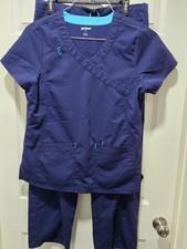 ScrubStar Scrub 2 pc Set Womens Medium Nurse Vet Tech Medical Blue