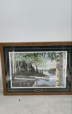 Opening Day Landscape Fishing Cabin Lake Framed Art Print Signed By Mark Daehlin