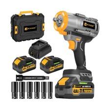 1600Nm Cordless Impact Wrench, 21V 1/2" 1180Ft-lbs Impact Gun wiht 2 x 4.0Ah ...