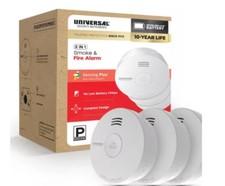 (3-Pack) 10-Year Battery Powered Mini Smoke and Fire Detector with Photoelectric