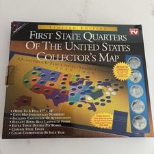 First State Quarters Collector’s Map Complete Set w/ All 50 Coins + COA + Box 