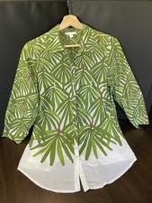 Charter Club women's size Medium tailored cotton blouse Summer Palm Frond print 