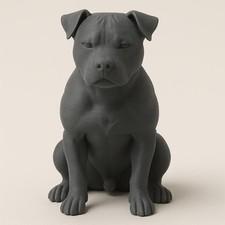 Dog Statue Figurine - Realistic Sitting Pit Bull Sculpture