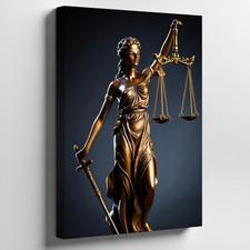 Wall Art Striking Bronze Statue Of Lady Justice Stands Elegantly  Canvas Print