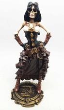 STEAMPUNK LADY OFFICER SKELETON SCULPTURE INVESTIGATING CRIME SCENE FIGURINE