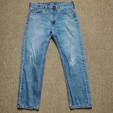 LEVI'S 505 Jeans Men 34x30 Blue Regular Fit 100% Cotton Denim Distressed