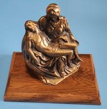 Vintage Brass Metal Holy Mother Mary & Jesus Christ PIETA Style 5.5" Statue 