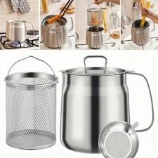 68oz 304 Stainless Steel Deep Fryer Pot with Basket 2.1 Quarts, silver color
