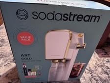 SodaStream Art Gold Soda Maker with Additional Cylinder and Flavors Bundle White