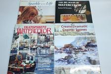 Lot of 4 Watercolor Painting Art Instruction Books, Transparent, Coastal Scenes